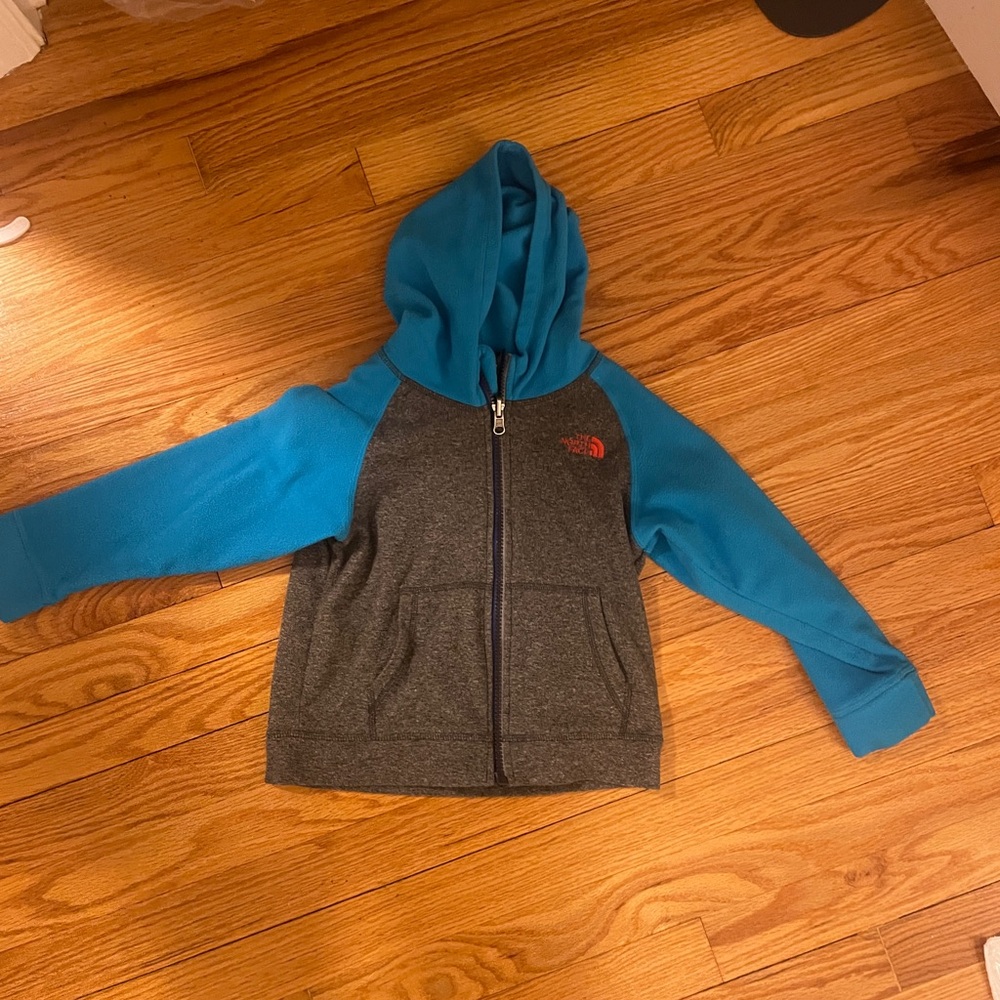 The North Face Kids Teal and Charcoal Hoodie
